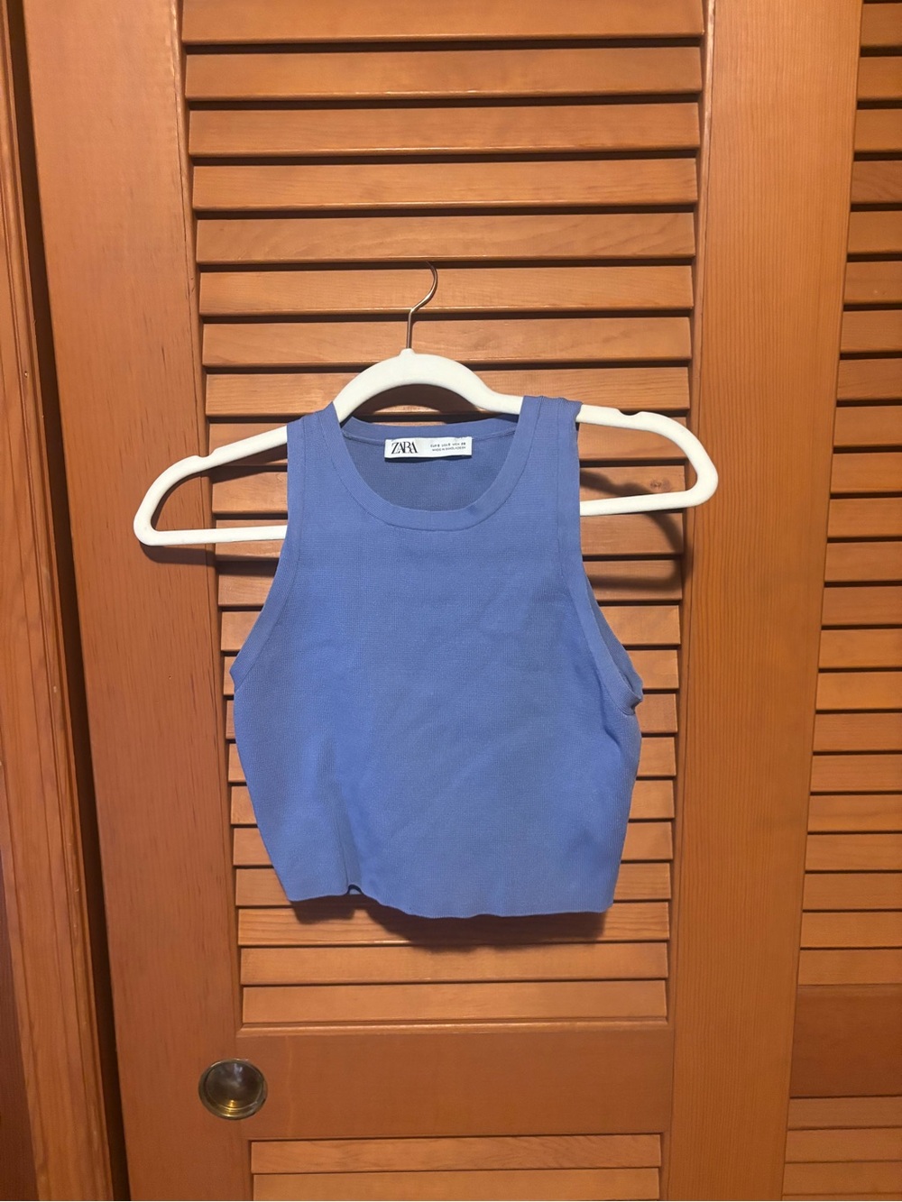 Zara Blue Ribbed Tank Top